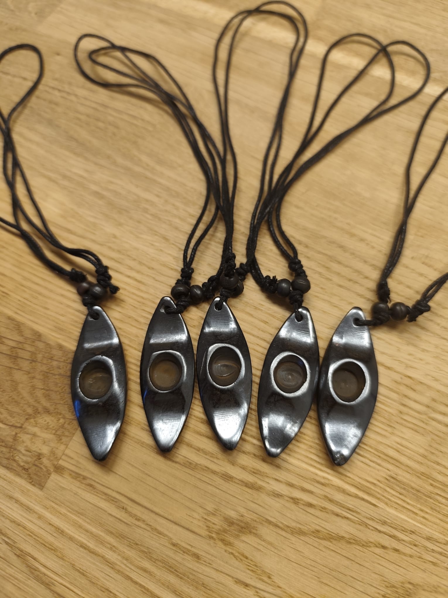 Handmade kayak necklace, black
